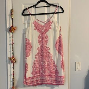 Elegant Pink and White Mini Dress